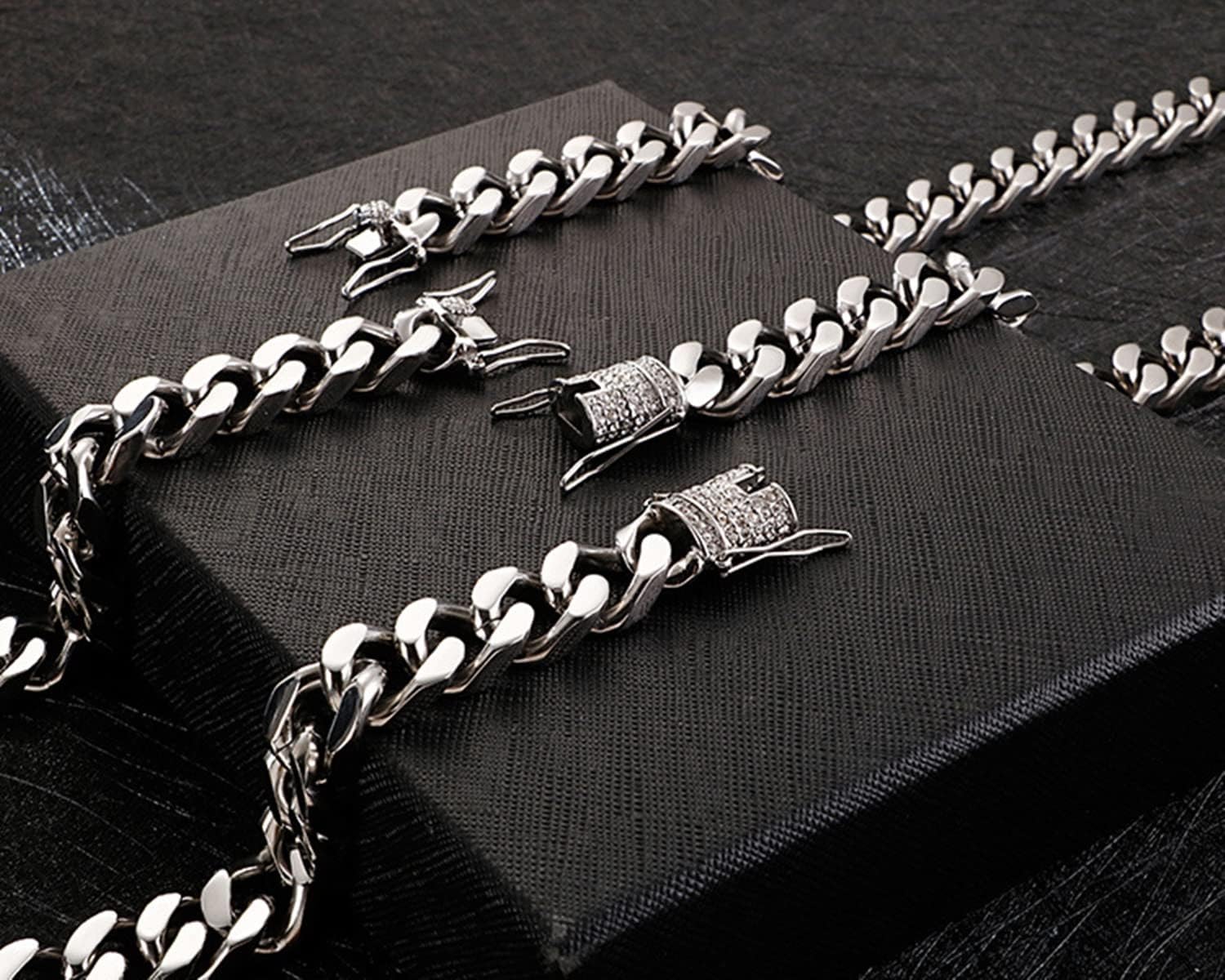 14mm Stainless Steel Mens Womens Necklace Chain Thick Curb Chain 50-76CM