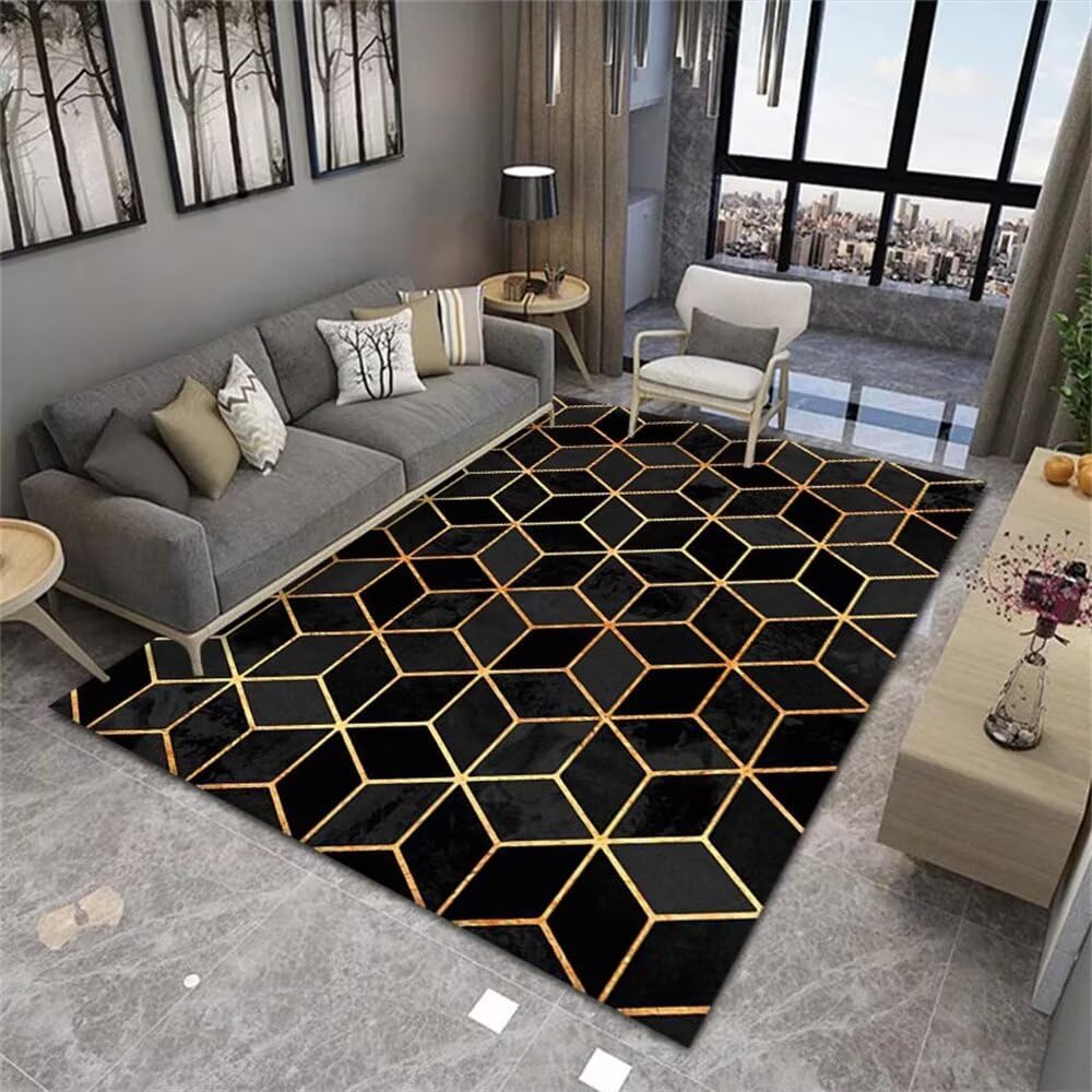 Tapis de chambre garçon résistant aux taches noir 200x280