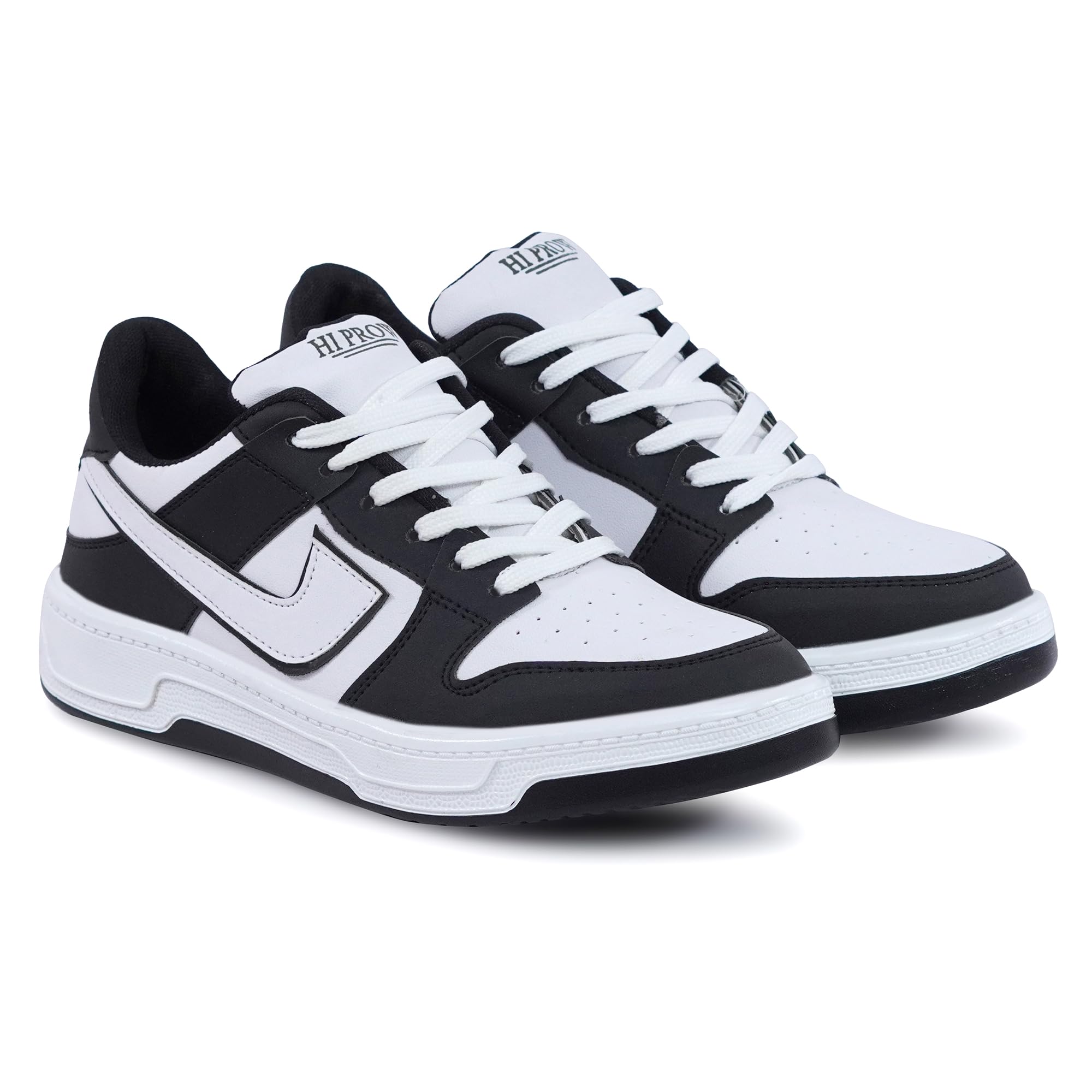 Low-Top Sneakers, Lace-Up Casual Shoes, Grey & White, Black & White, Olive Green & White-image-21