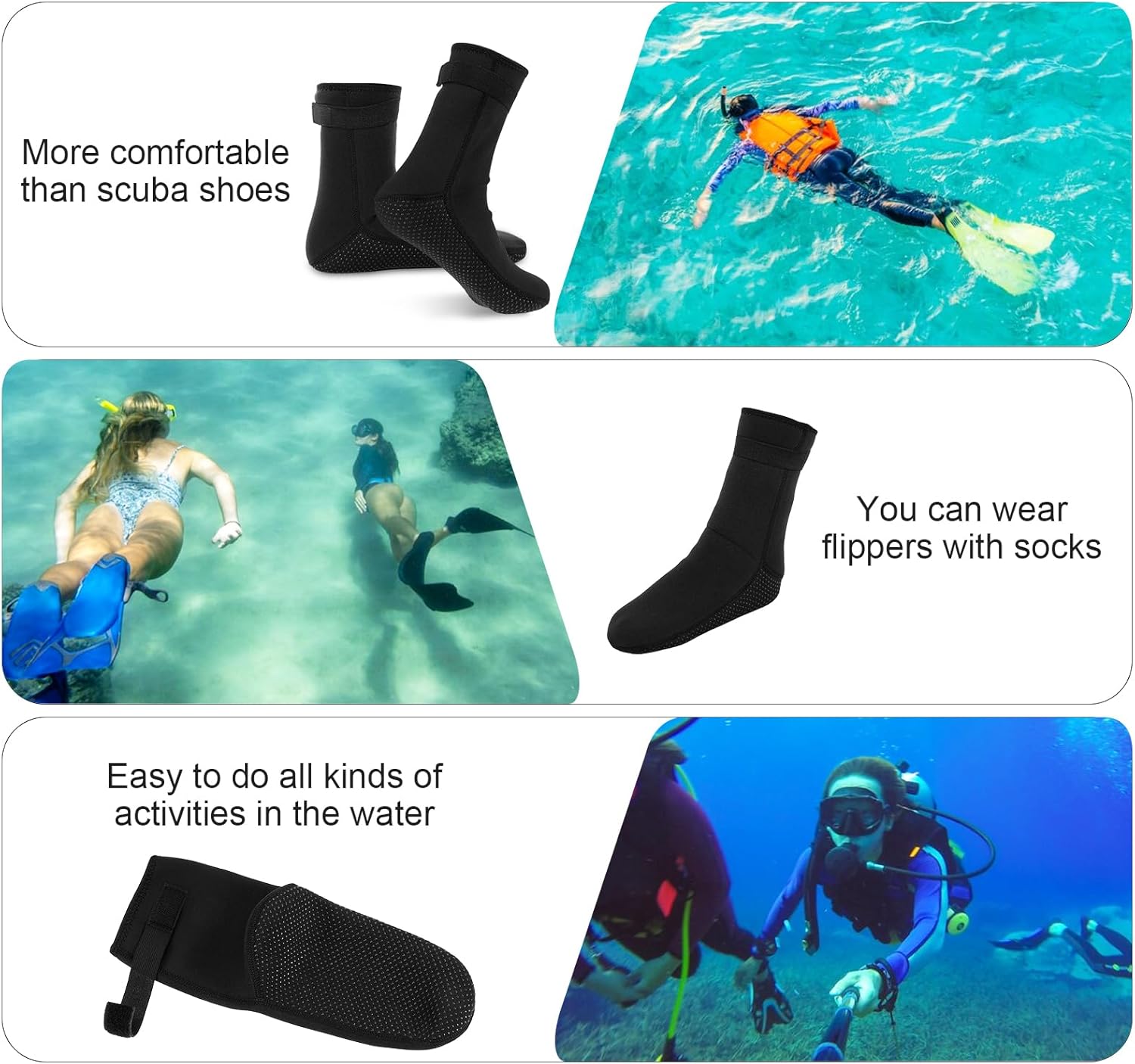 JIEYAO Neoprene Water Socks 3mm, Swimming Diving Socks Water Sports Fin Boot Sock Neoprene Surf Booties Dive Boots for Snorkeling Beach Volleyball - Image 6