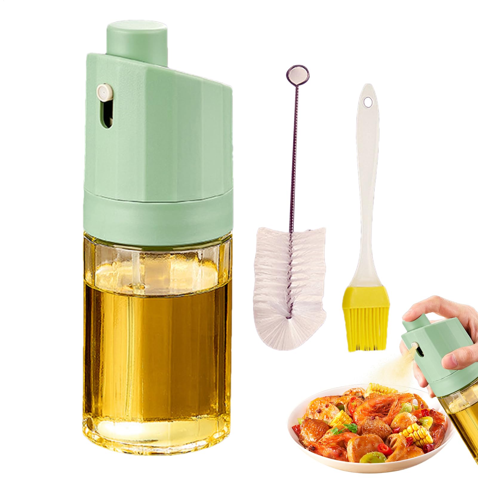 Vaporisateur d'huile 230 ml en verre transparent anti-fuite avec pinceau cuisine