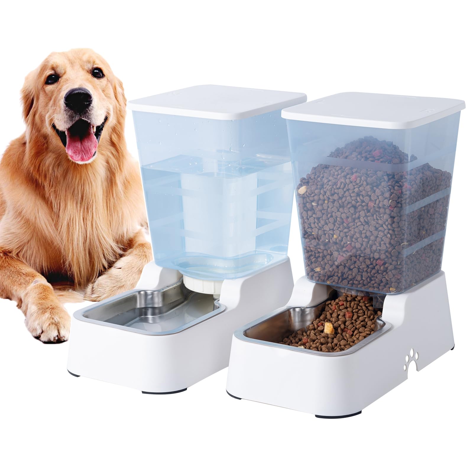Distributore automatico di cibo per cani e gatti e altri animali domestici (set da 5 litri) per cani di taglia media e grande, 5 l