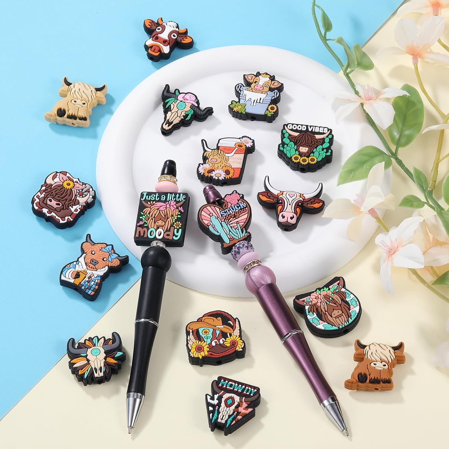 16pc Animal Silicone Beads - Cows - Image 4