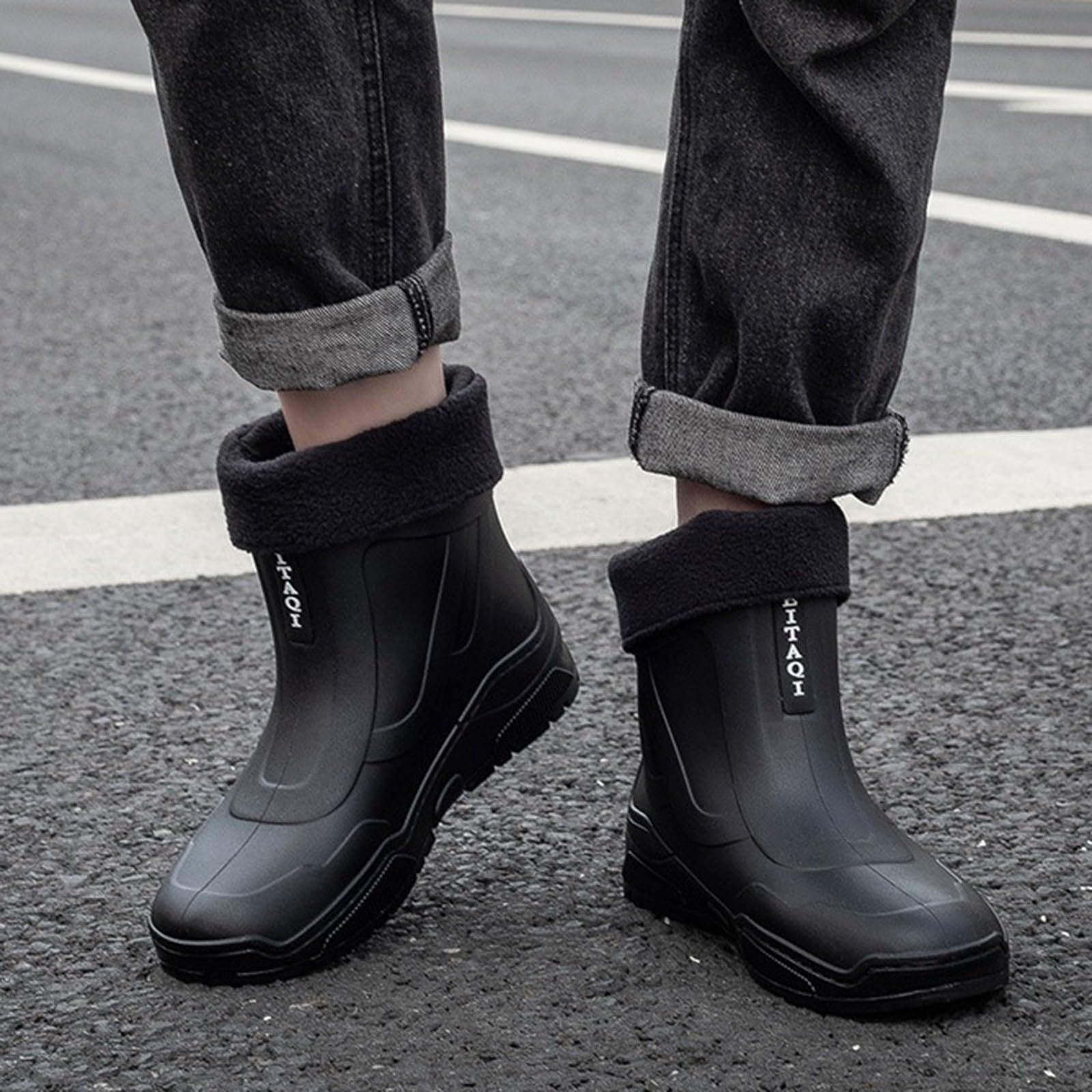 Botas de goma cortas para hombre, botas de lluvia forradas, botas de goma, botines impermeables, botas de lluvia, botas de goma, antideslizantes, zapatos de jardín, botas de lluvia, botas de lluvia