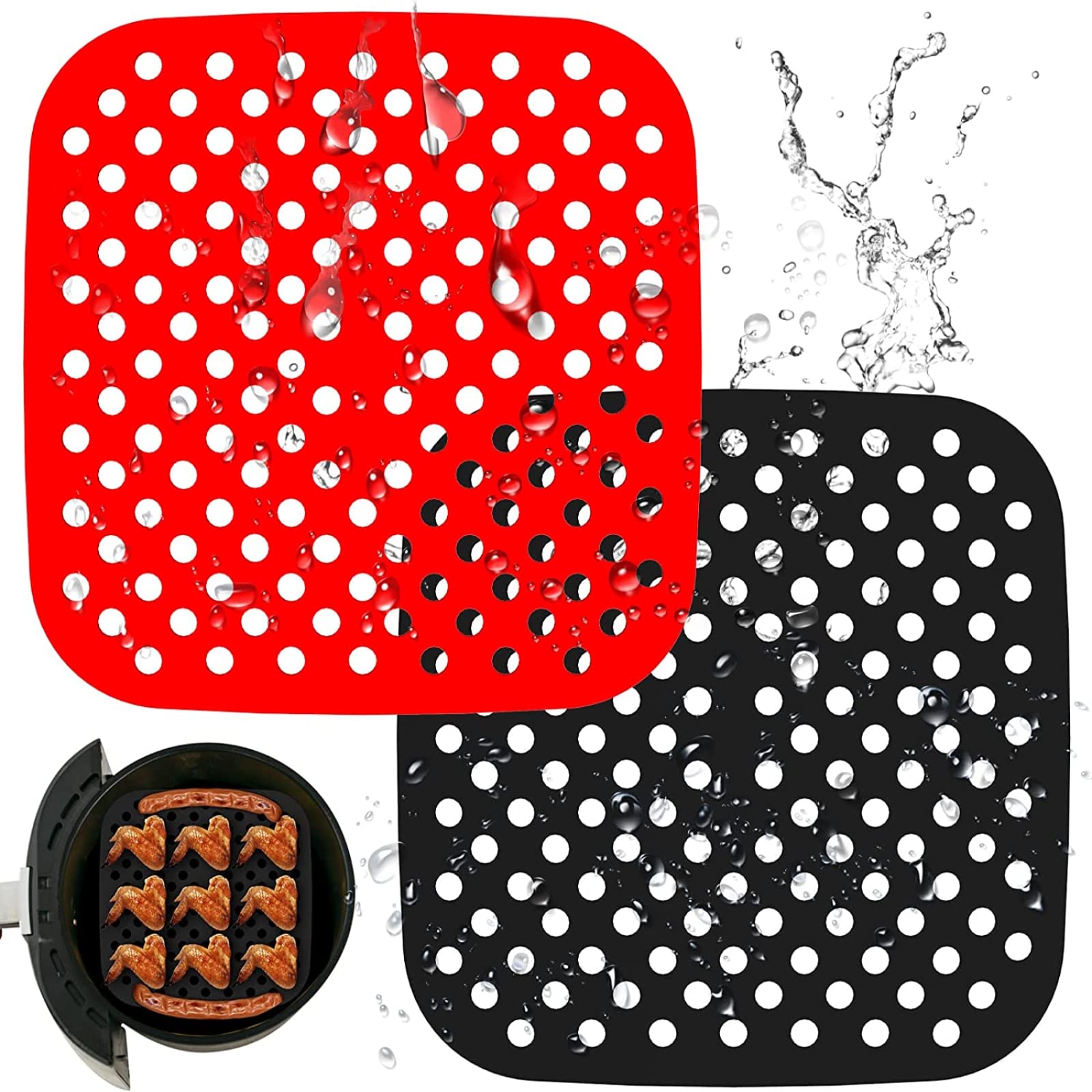 2 Tappetini In Silicone Per Friggitrice Ad Aria, 21.5 Cm, Riutilizzabili, Adatti Per 3.5-5.5L - 3