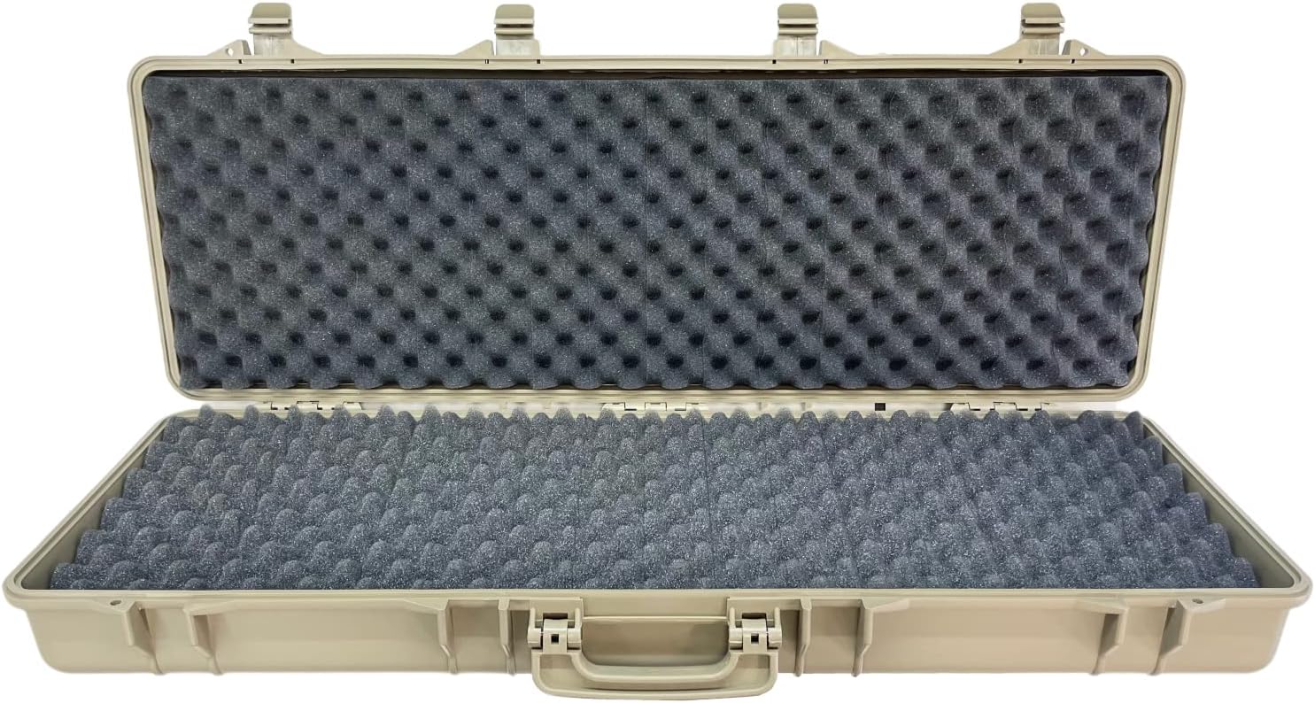 SRC Airsoft Rifle Gun Foam Padded Plastic Carrying Gun Case Tan 105cm 41 Inches Large