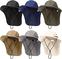 Vista 16 de Therwen 6 sombreros de sol unisex para hombres y mujeres, sombrero de safari de ala ancha, protección solar UV con solapa para el cuello