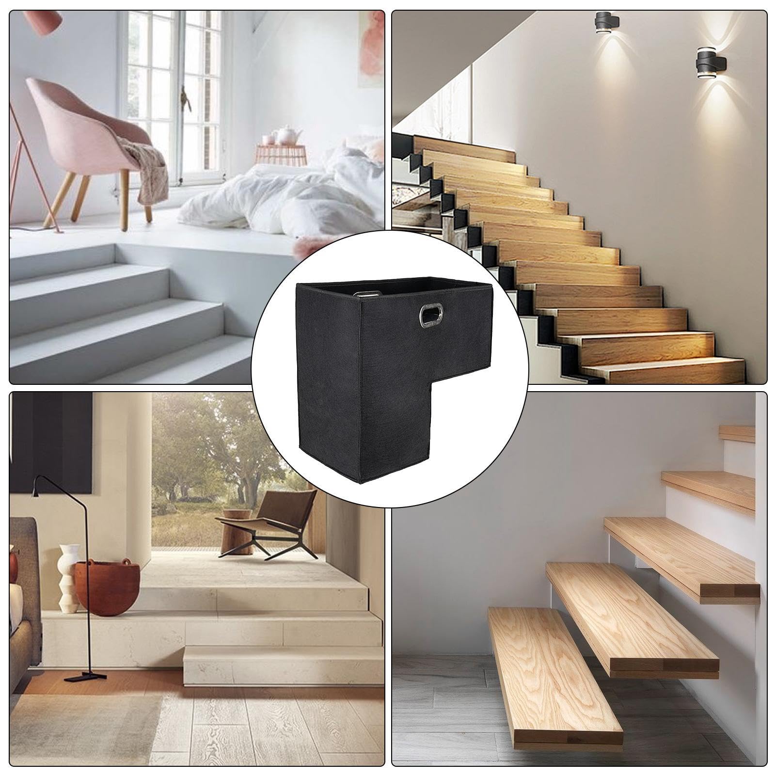 Panier d'escalier pliable - Organisateur de rangement pour marches d' escalier - Panier de rangement en feutre pour jouets, livres et vêtements