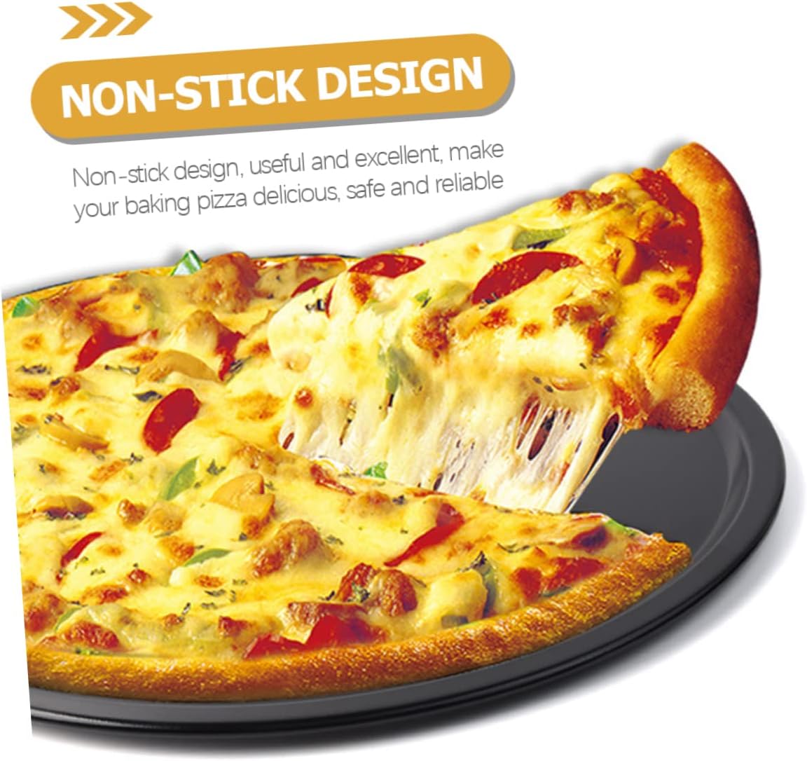 Angoily 2pcs Non-stick Pizza Pan Oven Baking Pan Baking for Pizza Dishes Round Carbon Steel