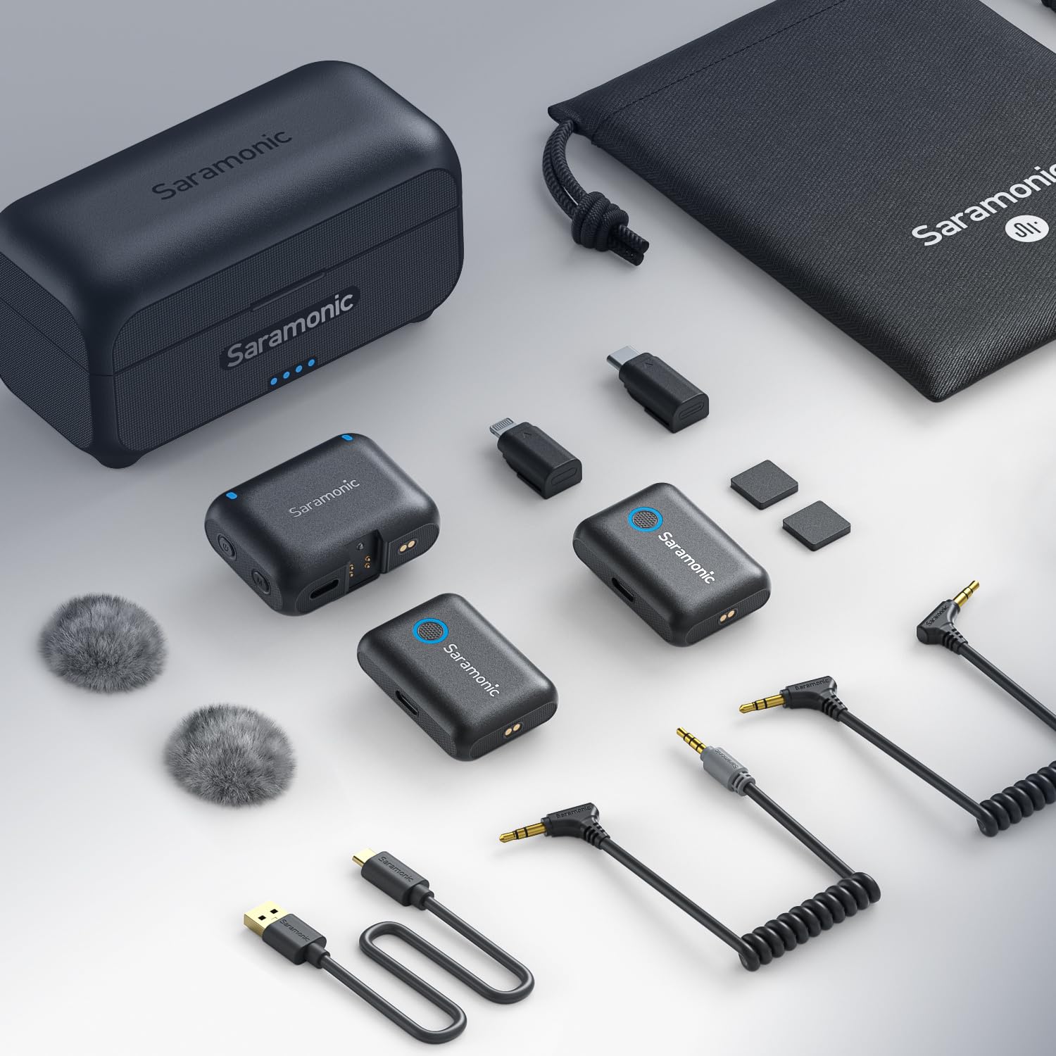 Saramonic BLINK500B2+ - Micrófono Lavalier inalámbrico para iPhone Android Tipo C, cámara de teléfono Inteligente, Alcance de 522 pies, duración de la batería de 20 Horas, micrófono de Solapa