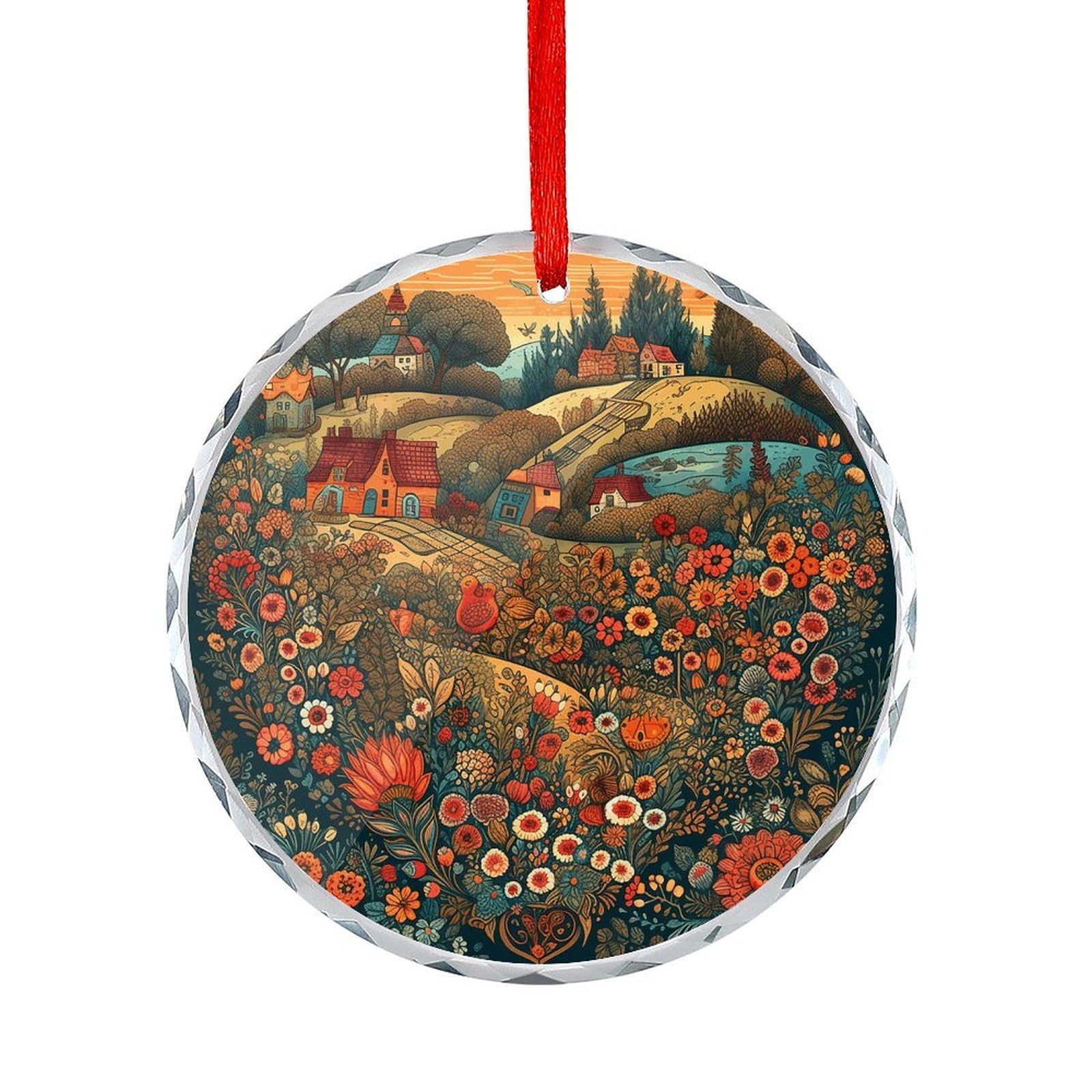 Btcowzrv Style Heart Made Of Flowers Round Ornament Hanging Pendant Decor