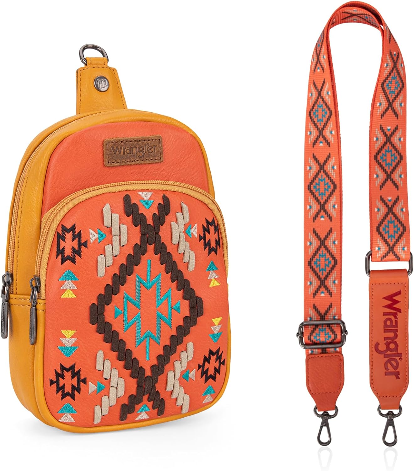 Wrangler Aztec Crossbody Sling Bag for Women Fanny Pack Shoulder Chest Bag Purse - Image 5