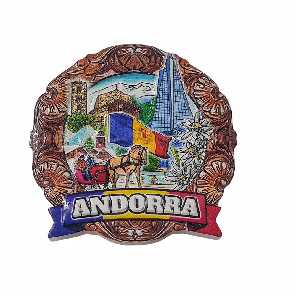 Magnete Da Frigorifero 3D Santa Coloma Andorra, Souvenir Artigianale In Resina, Fatto A Mano, 9x7 Cm