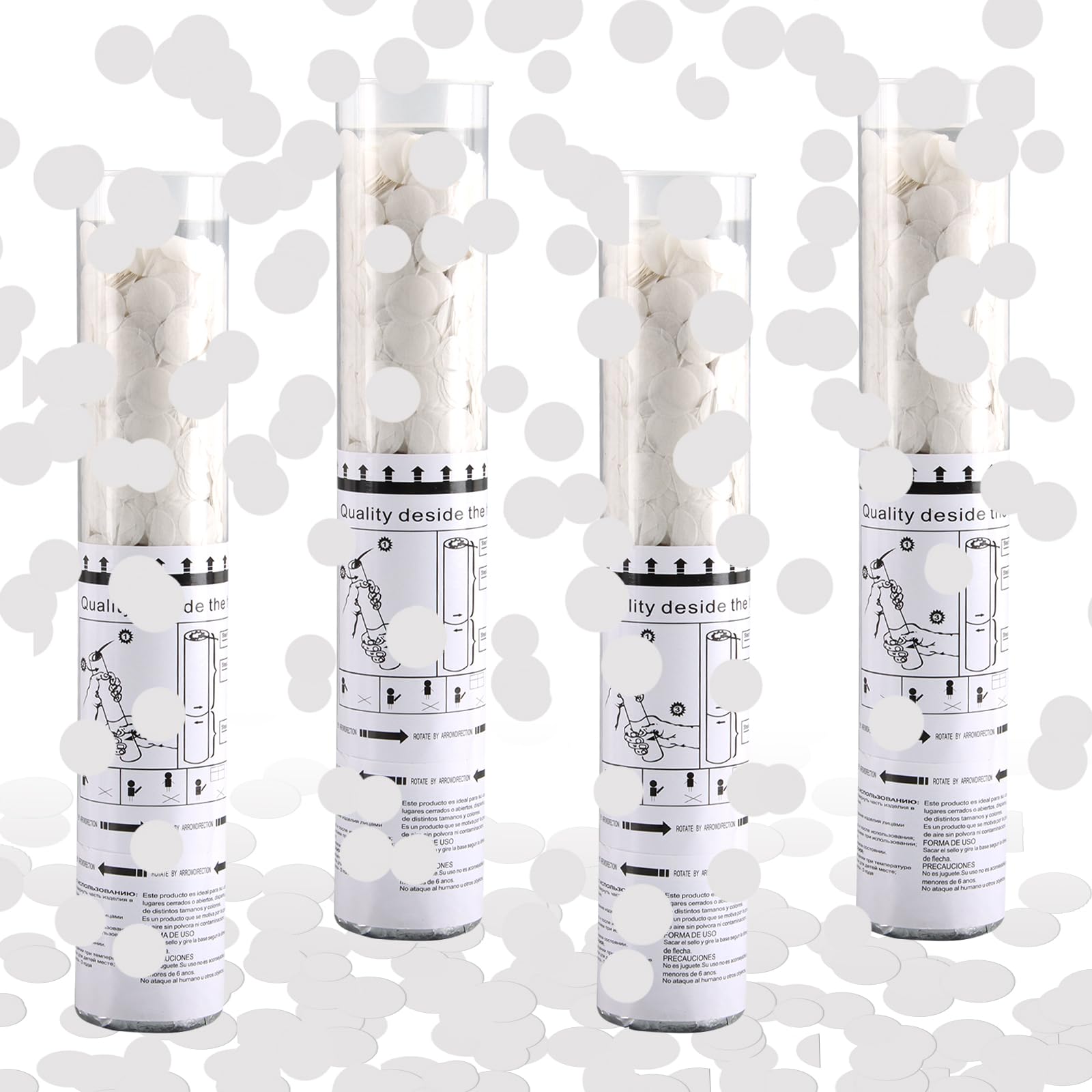 Cannoni Coriandoli Argento 4 Pezzi - Spara Coriandoli Per Matrimoni, Compleanni E Feste (30cm) - Foto 12