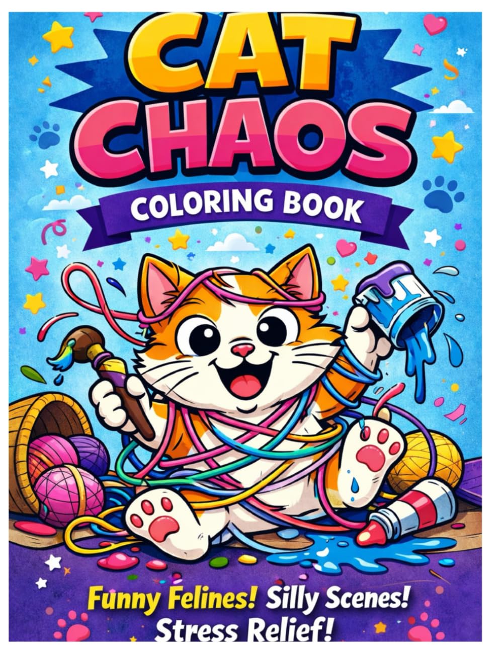 Cat Chaos Coloring Book: 56 Hilarious Cat Designs for Stress Relief & Big Smiles