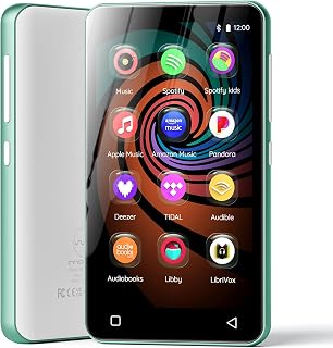 innioasis 160GB MP3 Player with Bluetooth WiFi & Spotify, Pandora, Amazon Music - 4" Touchscreen Android MP4 for Kids with Audible, Libby (White/Green)