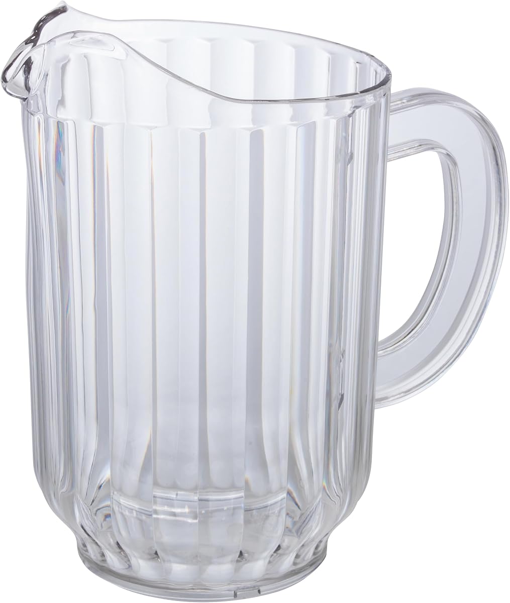 Jarra de agua de plástico transparente Winco de 60 oz | Apto para lavavajillas, Sin BPA, Servicio de restaurante, Ideal para agua, té helado, limonada y jugo