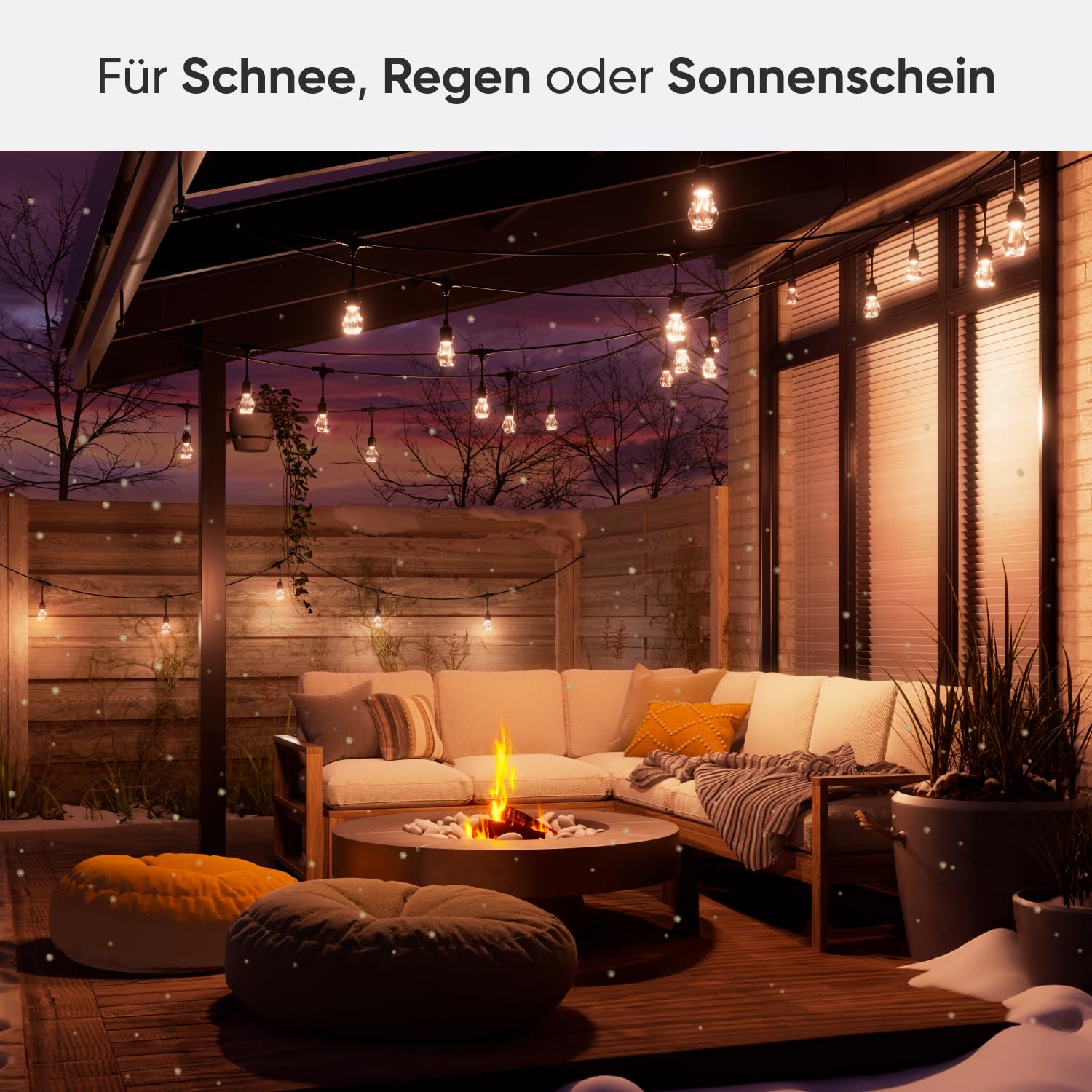 Nanoleaf Smart LED Lichterkette Außen 15m Starter Kit - 20 dimmbare RGBICW Gem Glühbirnen, IP65 wasserdicht, WLAN Kontrolle mit App und Stimme (Matter Alexa Siri Apple Google Home) Balkon Garten Party