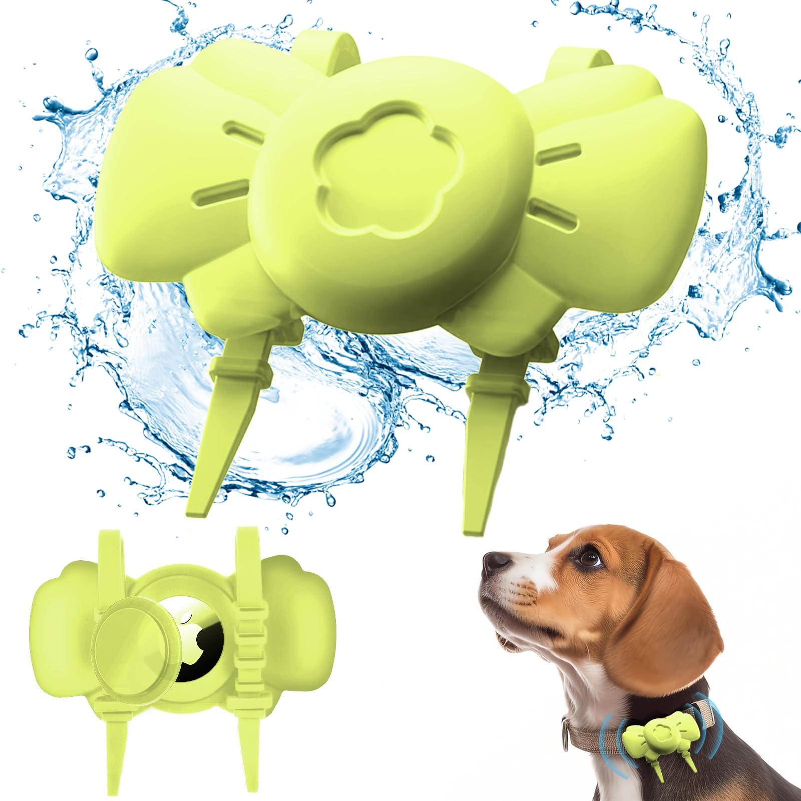 Meokkaebi Airtag Dog Collar Holder - Silicone IPX8 Waterproof Airtag Cat Collar - Secure and Stylish, Adjustable Strap Fits All Widths