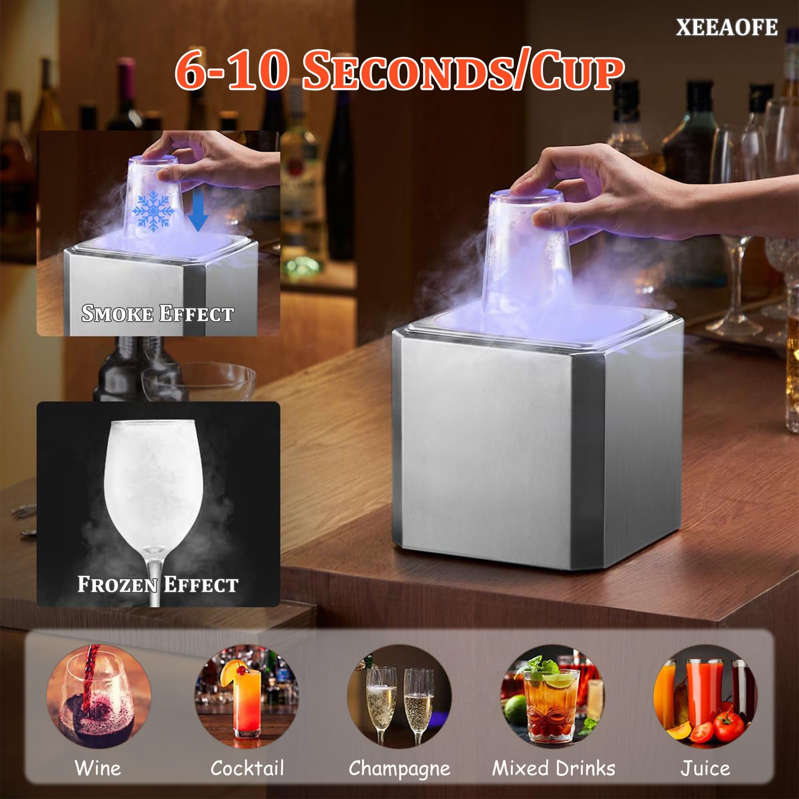 Refrigeratore in acciaio inox per glassare istantaneamente, ideale per cocktail e bar