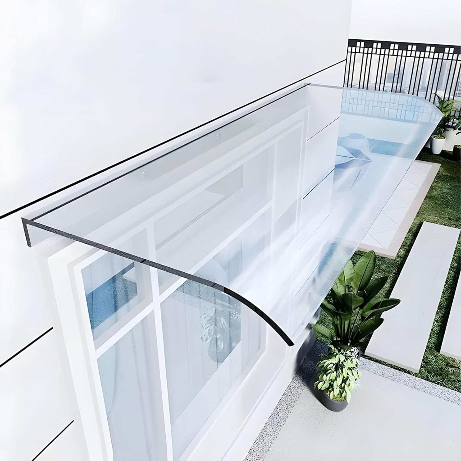 LWJSOCP Transparent Polycarbonate Canopy Waterproof & UV Resistant Awning for Invisible Door & Entrance Shelter (40x140cm 15.7x55.1in)