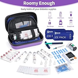 HIMDUZE Insulin Cooler Travel Case TSA Approved Refrigerated Medicine Cooler for Travel w/Thermometer Temperature Diabetic Case w/2 Reusable Ice Packs for Daily Life Trip