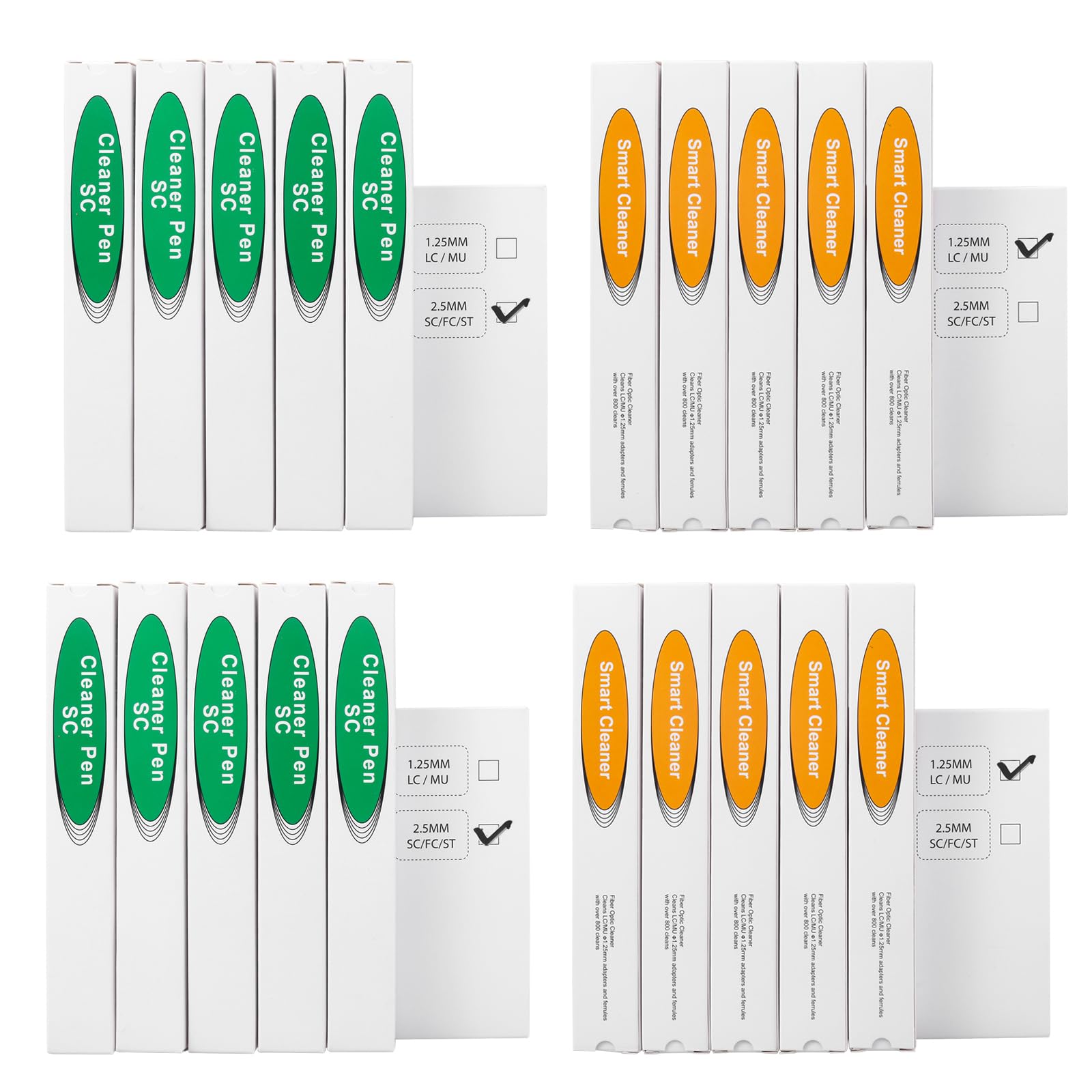 fyboptwu- 10 pcs Fiber Optic Cleaner Fiber Optic Tools Cleaning Pen for LC/MU 1.25mm Connectors & SC/ST/FC 2.5mm Connectors, Efficient Fiber Cleaner