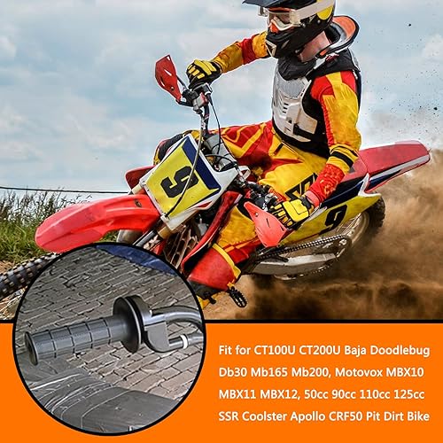 Vista 14 de Empuñaduras de mango de acelerador de 0.866 in 7/8 con abrazadera de cable para Coleman CT100U CT200U Baja Doodlebug Db30 Mb165 Mb200 50cc 90cc Azul