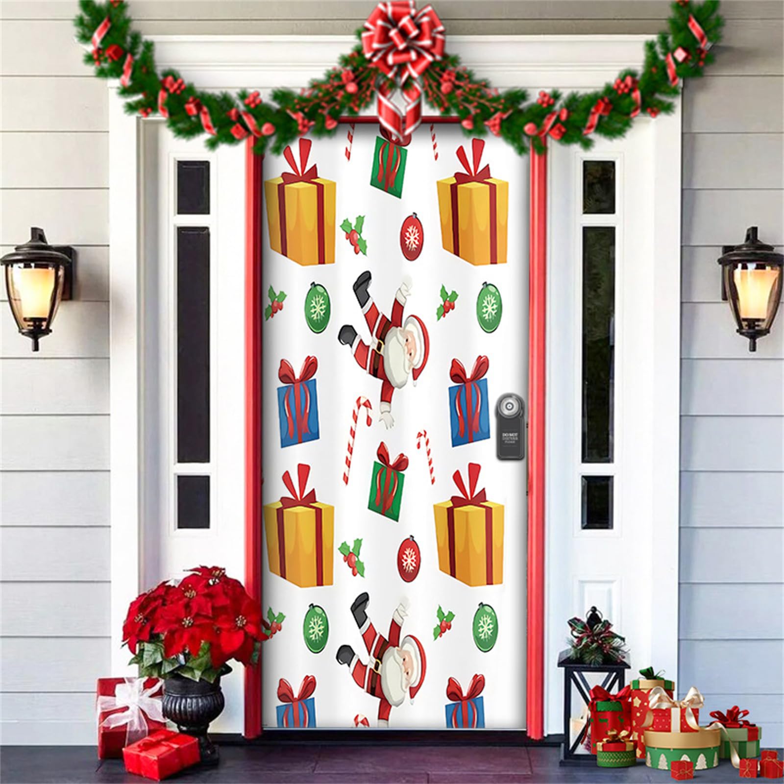 Tsophreniq Festival Door Curtain with Fade Resistant Polyester Materials for Christmas and New Year Decors Christmas Door Cover Polyester Holiday Decors