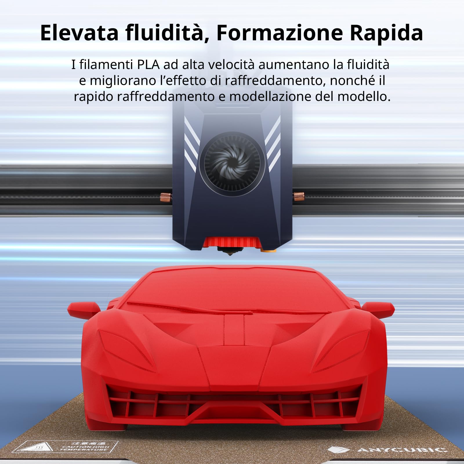 ANYCUBIC Filamento PLA ad alta velocità 1,75 mm, filamento per stampante 3D, 4 kg, nero+bianco+blu+rosso