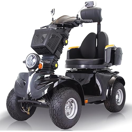 Heavy Duty 4 Wheels Mobility Scooter, All Terrain Electric Mobility Scooters for Seniors and Adults, 1000W Motor, Fat Tire, Adjustable Handle and Seats, 500lbs Capacity, 31-36 Miles of Range