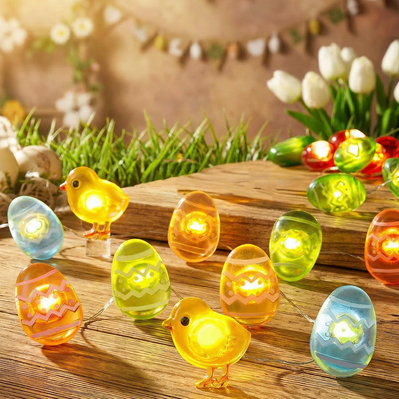 Hhmtaka Warm White 30 Led Battery Easter Chicken & Egg Micro Fairy Lights 3M Decorative String Fairy Lights With 2 Modes For Any Decoration