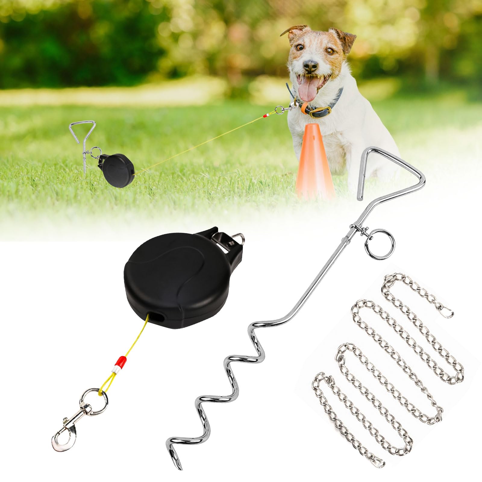Dog Dog Tie Out Cable And Stake,30ft Outside Dog Run Cable