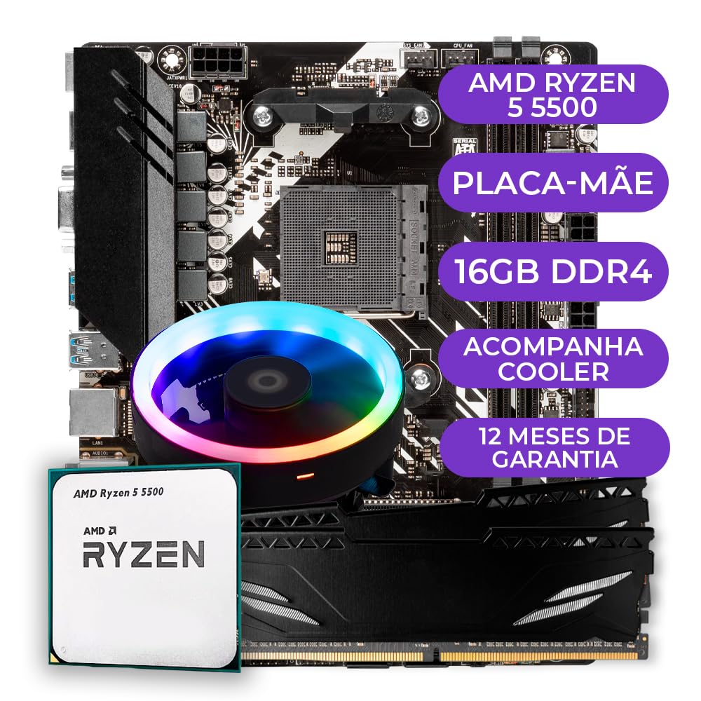 Kit Upgrade Gamer Mancer | Ryzen 5 5500 + Placa-mãe B450M +