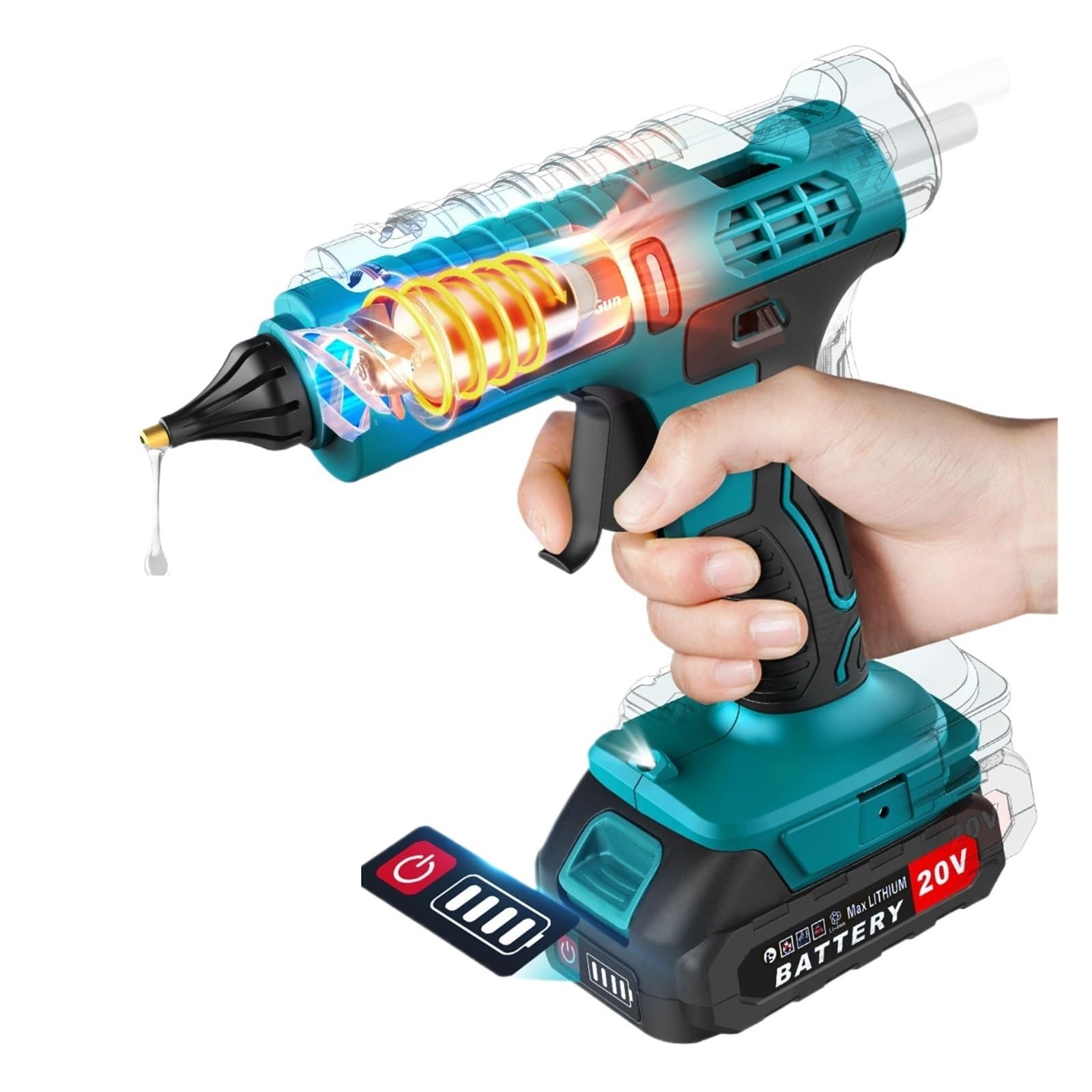 Pistolet à colle chaude sans fil résout les problèmes de câbles trop courts et de brûlures