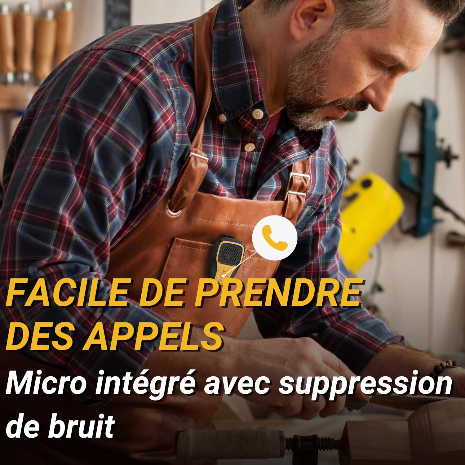 INGA Enceinte Bluetooth à Clip, Mini Enceinte Étanche IP67 avec Microphone, Idéale pour Musique Et Appels Mains Libres Pendant Le Travail, Cyclisme, Golf Et Activités Extérieures (Jaune)