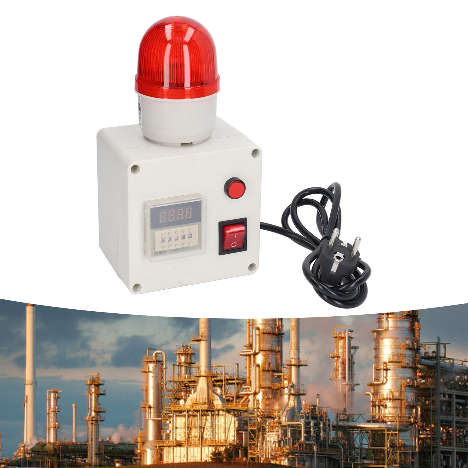 Sirena di Allarme con Ritardo di Temporizzazione, Luce di Allarme, Corno Audio 90 DB con Materiale ABS per la Sicurezza Industriale, Eccellente Tenuta