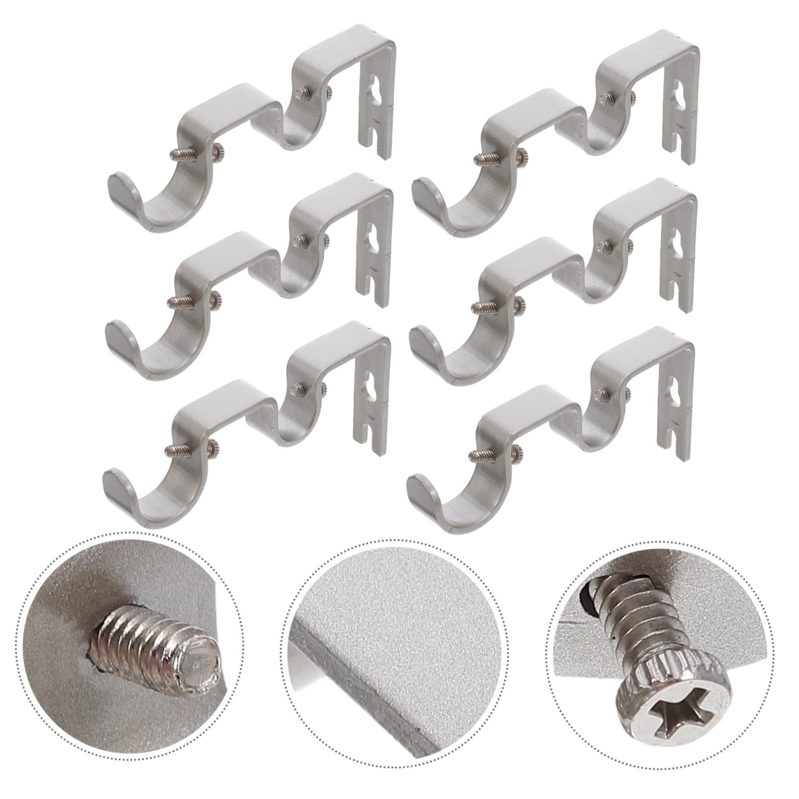 Gardinenstangenhalterungen für Wand, 6 Stück, Eisen, Silber