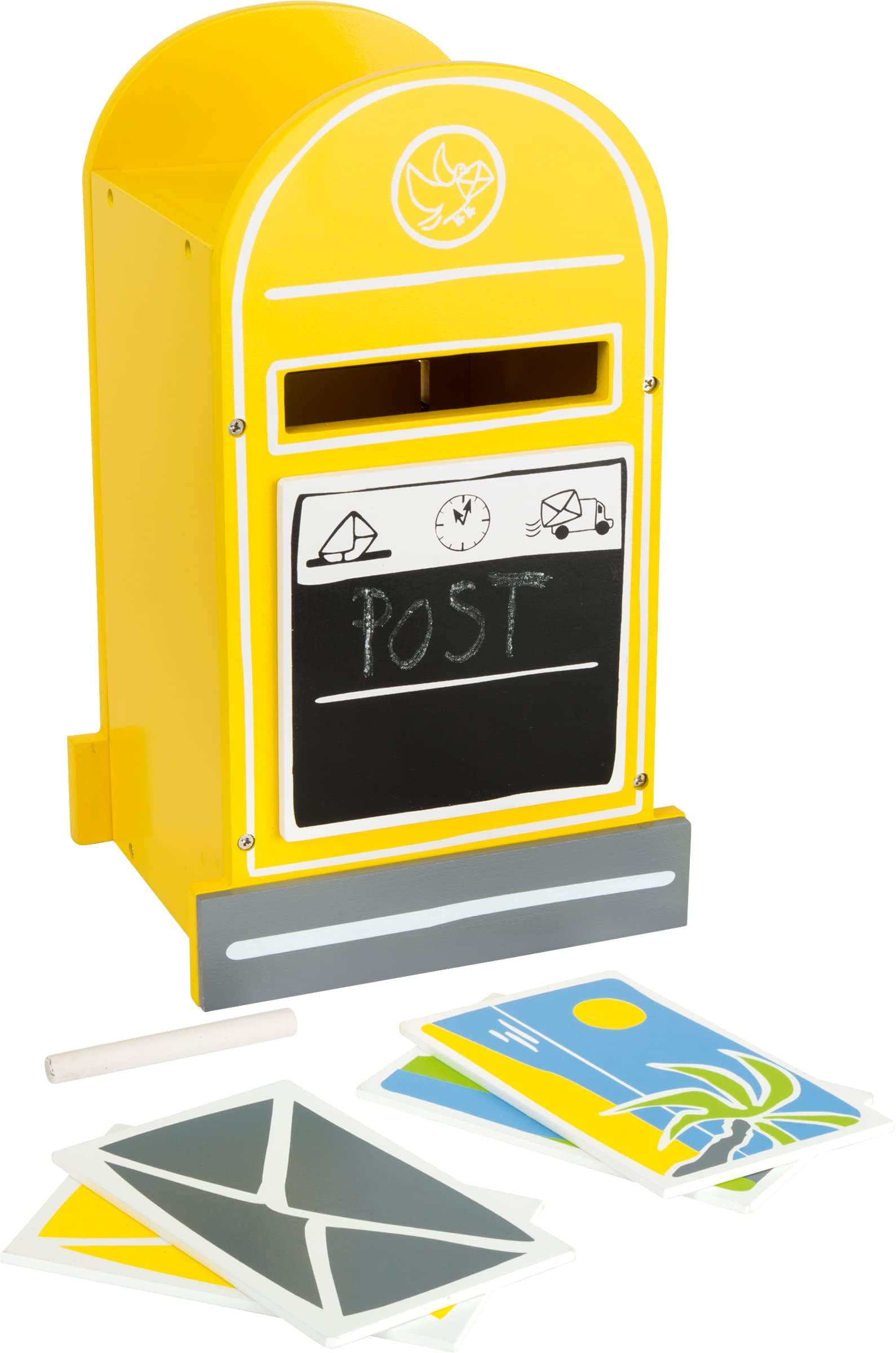 small foot Spielzeug Briefkasten aus Holz, inkl. Postkarten und Kreide, Rollenspielzeug für Kinder ab 3 Jahren, 11188