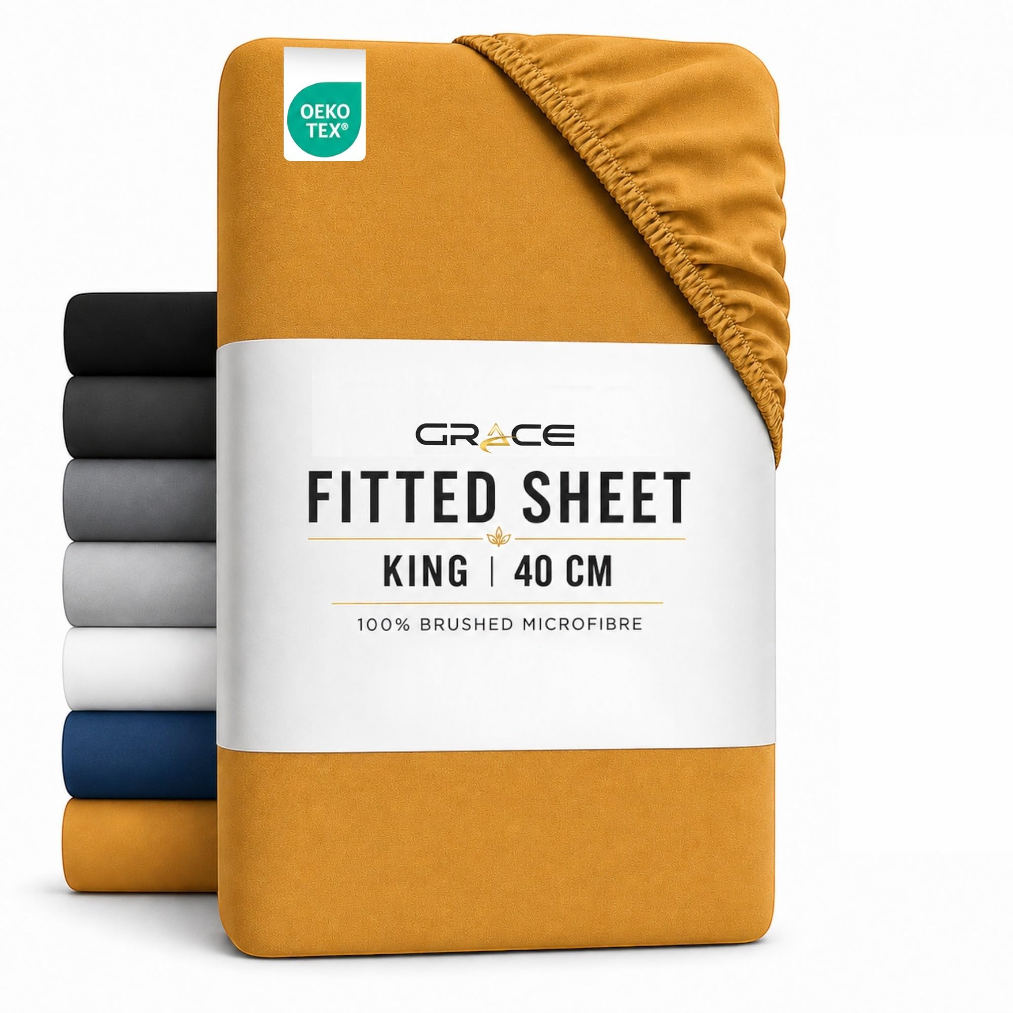 Grace King Size Fitted Sheets Extra Deep Pocket 40 cm (16 inches) Durable Elastic Bed Sheets