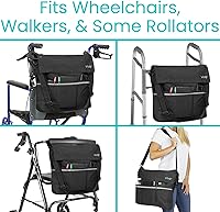 Vista 3 de Vive Bolsa de Accesorios para Silla de Ruedas XL - Impermeable, Resistente a los Arañazos, Doble Costura, Lavable a Máquina para Adultos, Personas