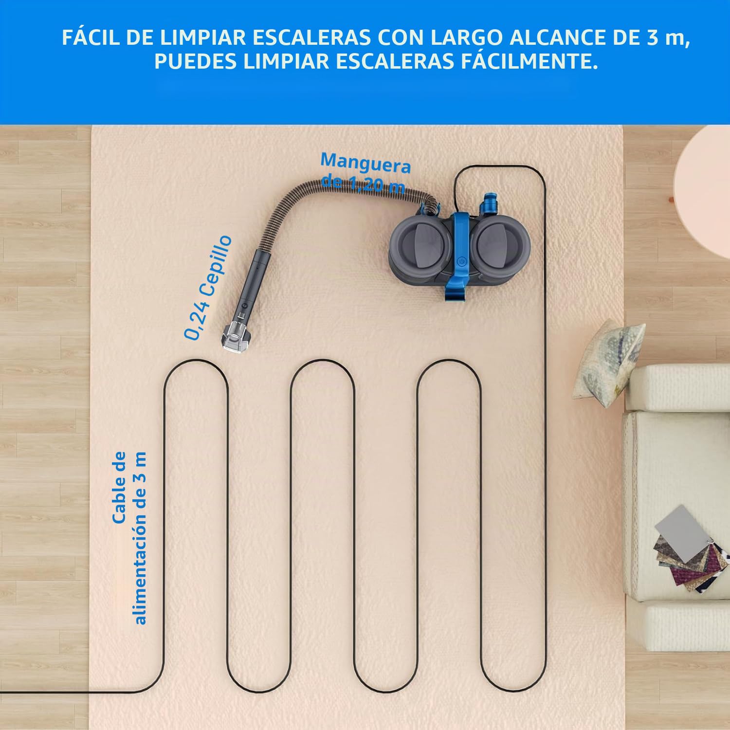 Limpiador de Tapicería de 12 Kpa, 450 W, para Tapicería y Coche, Dispositivo de Limpieza para Sofá, Limpiador de Alfombras