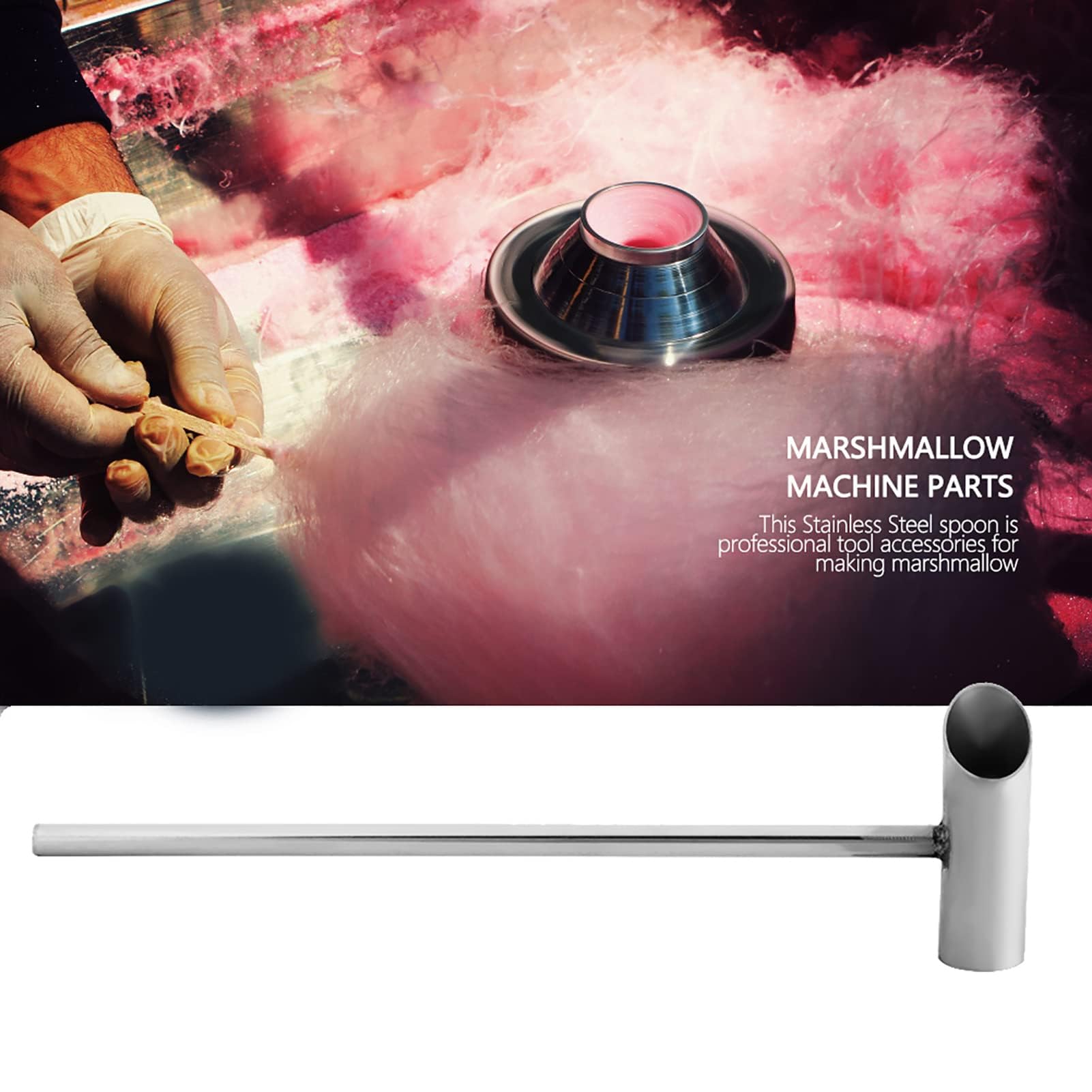 Cucchiaio zucchero in acciaio inox, cucchiaio zucchero filato misurino cucchiaio zucchero con manico lungo pala per zucchero filato marshmallow macchina pezzi di ricambio