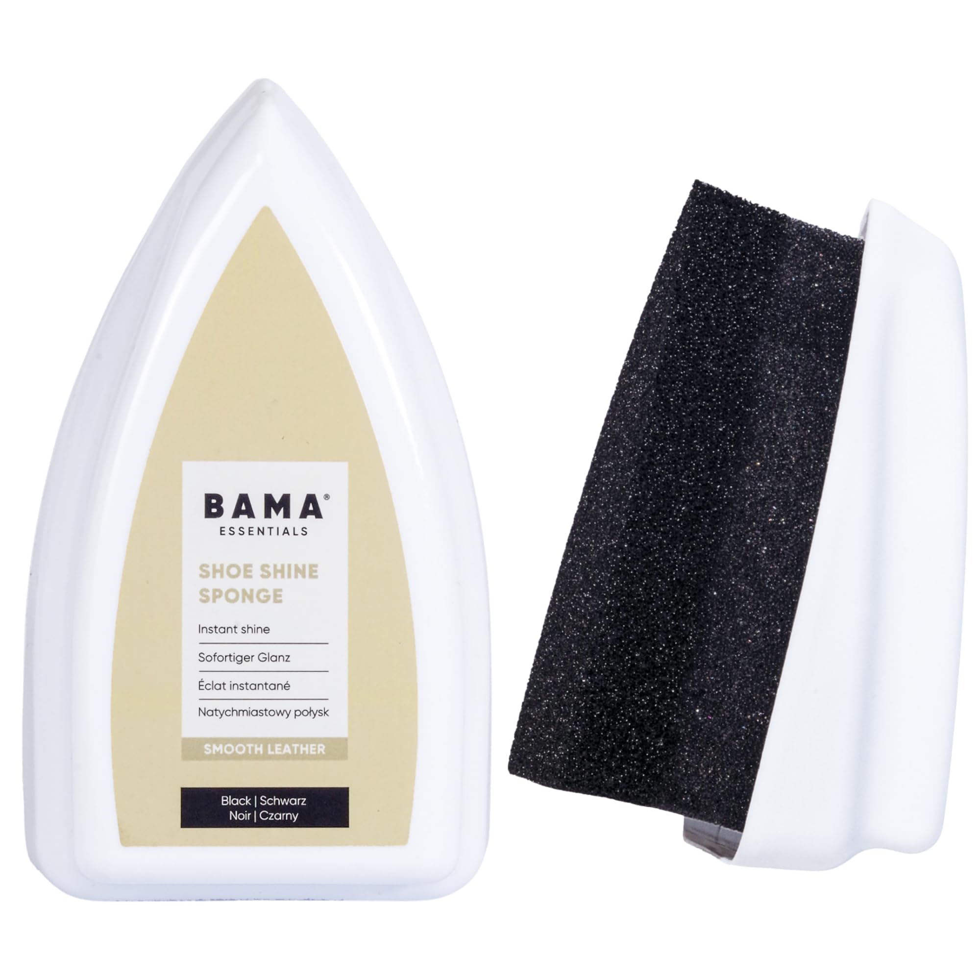 Bama Essentials Shoe Shine Sponge – Instant Shine for Leather & Synthetic Shoes | Quick Polish | Conceals Scuffs | Travel-Friendly | German Quality | Black