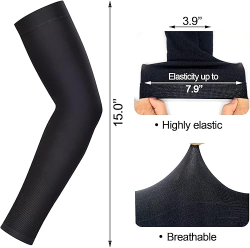 Miniatura 6 de Medsuo 2 pares de mangas de brazo para hombres y mujeres, mangas de protección solar, cubierta de tatuaje, mangas deportivas de compresión para