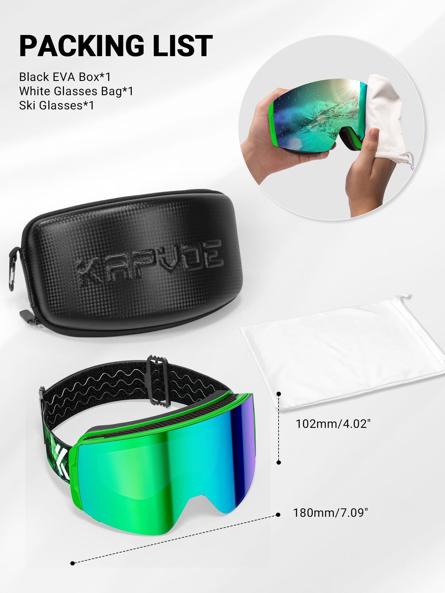 KAPVOE Gafas de Esquí OTG para Hombre y Mujer Antivaho Gafas de Snowboard, Lentes Magnéticos Intercambiables, Protección UV400, Deportes de Invierno K718