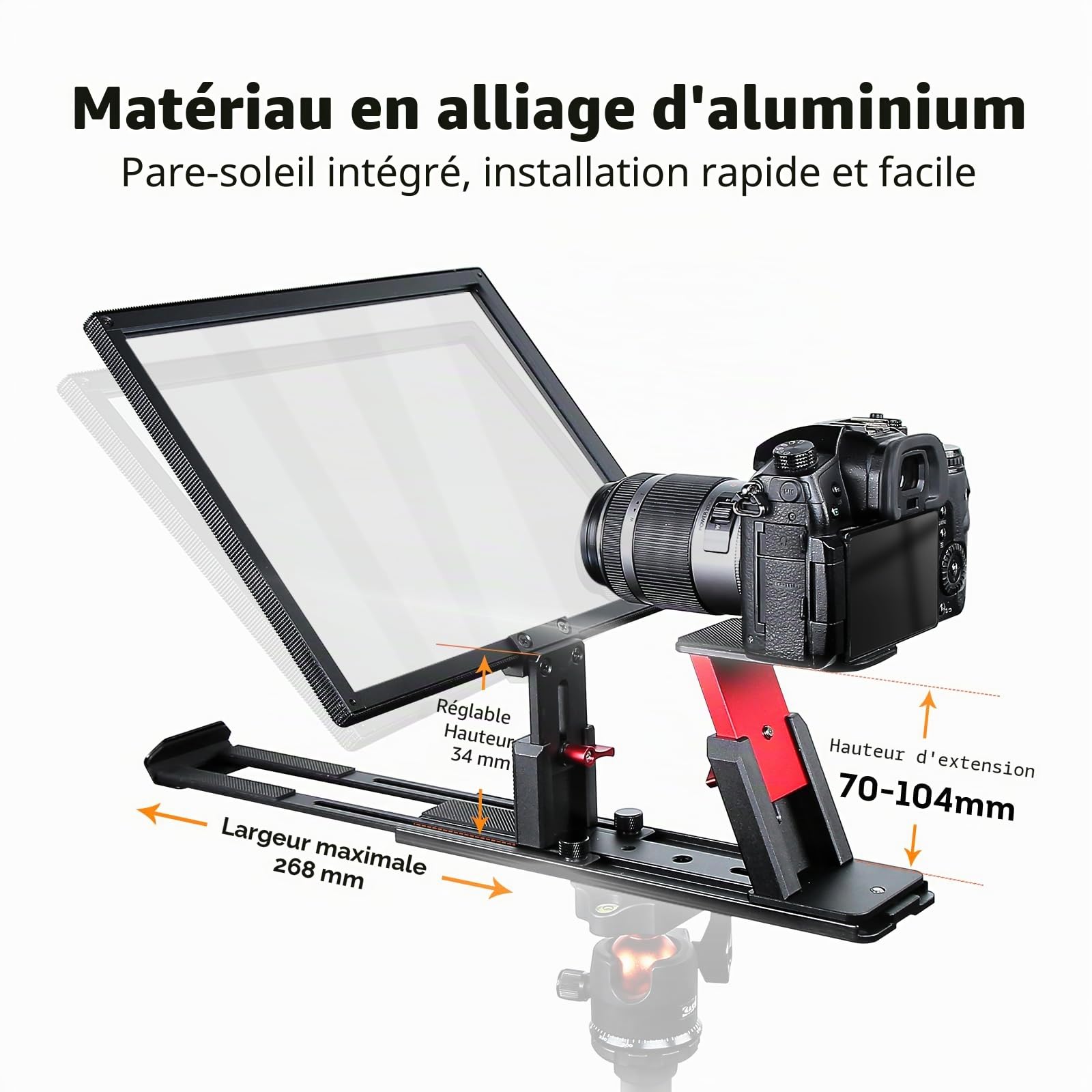 Desview T12S Téléprompteur en Alliage d'aluminium, écran Haute résolution de 12,9 Pouces, téléprompteur en métal avec télécommande APP Compatible avec iPad, Tablette, Smartphone pour caméscope DSLR
