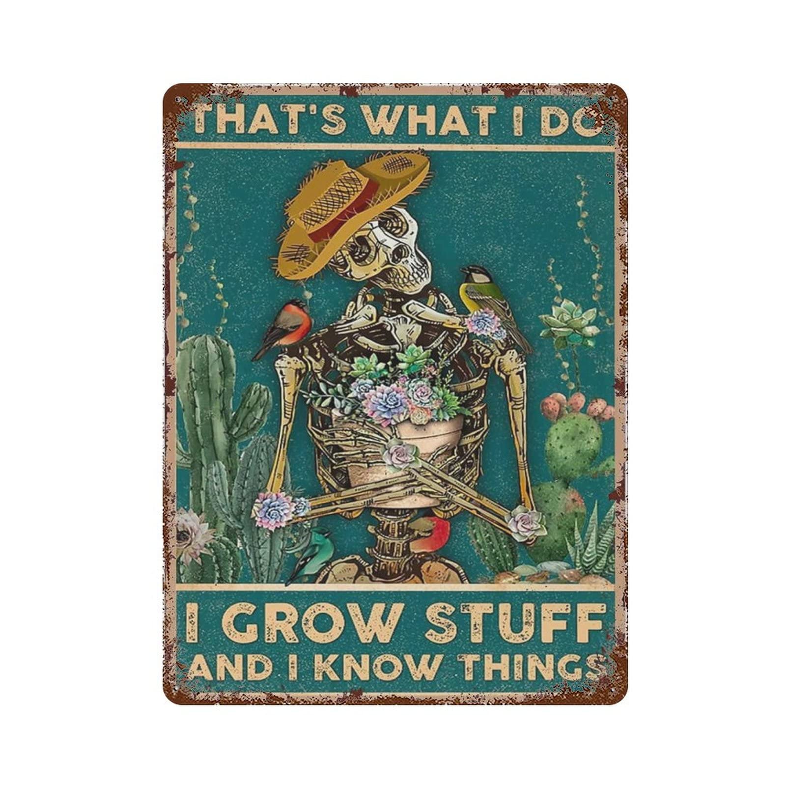 AOOEDM That's What I Do I Grow Stuff And I Know Things Tin Metal Sign Wall Decor Funny Inspirational Quote Wall Art Sign Vintage Tin Signs For Home Coffee Bar Man Cave Sign Pub Poster