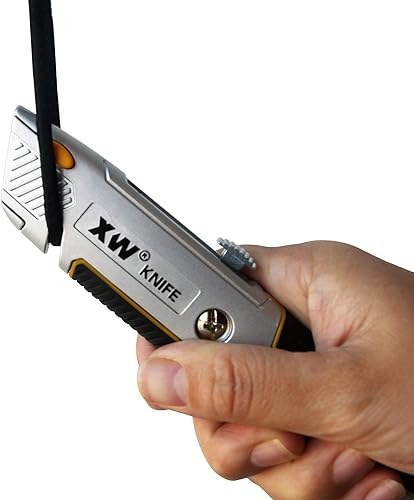 Miniatura 7 de XW Cuchillo utilitario retráctil, cortador de caja de aleación de zinc resistente con total de 10 cuchillas, paquete de 2