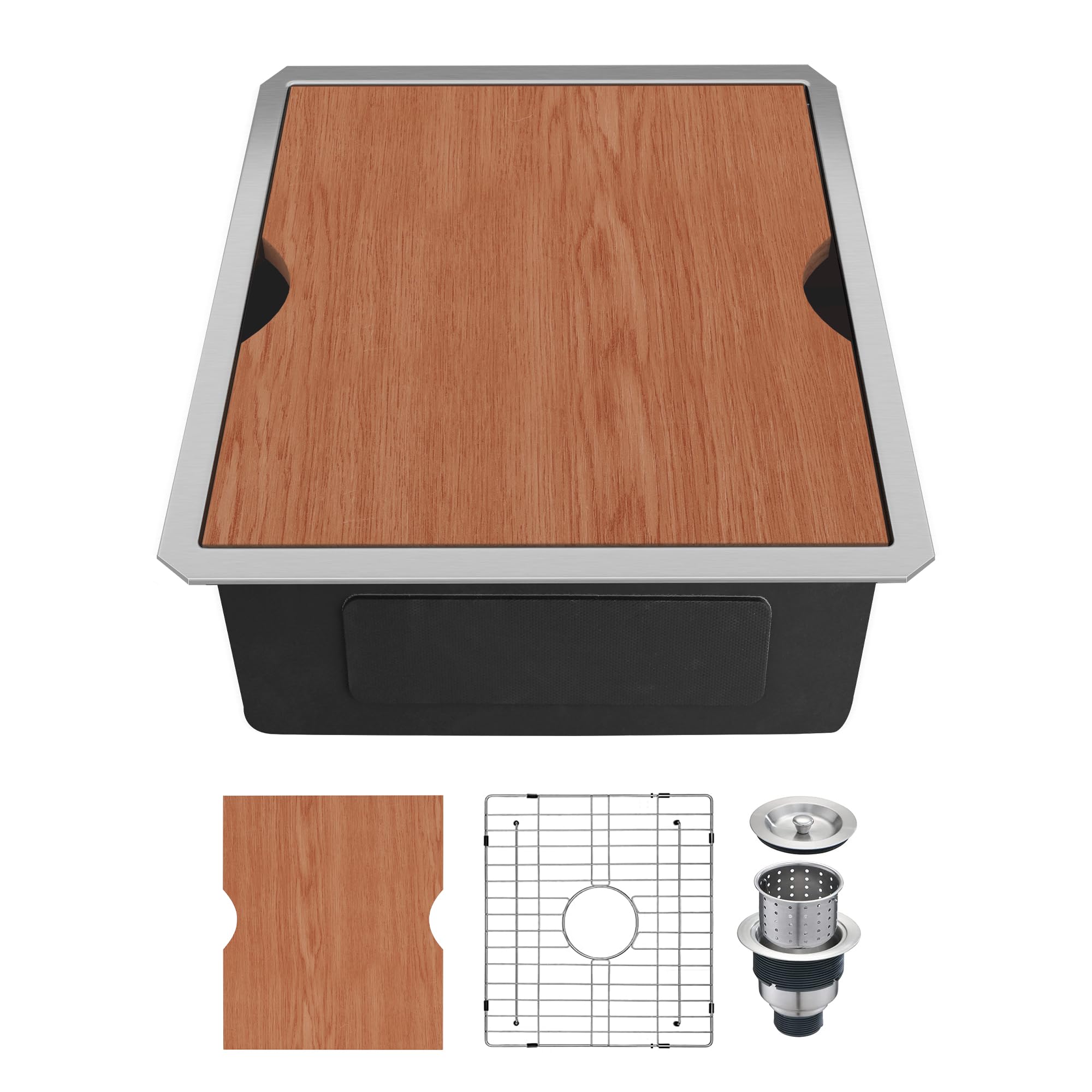 Hausinluck 13 x 15 Inch Workstation Undermount Bar Sink, Stainless